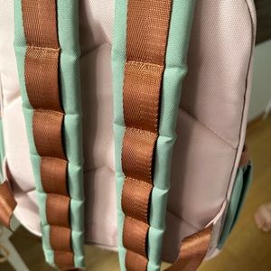 Crate and Barrel Color Block backpack mint and pink